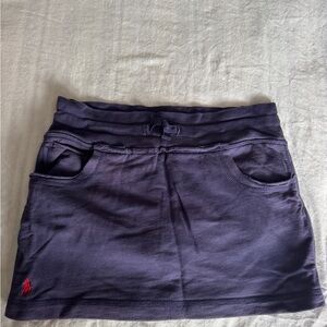 Navy Blue Mini Skirt with Red Logo